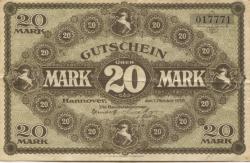 Hannover - Handelskammer - 1.10.1918 - 1.2.1919 - 20 Mark