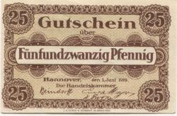 Hannover - Handelskammer - 1.6.1919 - 25 Pfennig