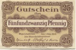 Hannover - Handelskammer - 1.12.1919 - 25 Pfennig