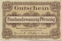Hannover - Handelskammer - 1.3.1920 - 25 Pfennig