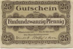 Hannover - Handelskammer - 15.3.1920 - 25 Pfennig 