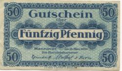 Hannover - Handelskammer - 15.3.1920 - 50 Pfennig