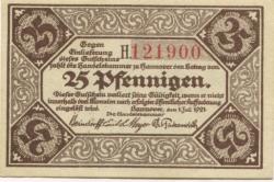 Hannover - Handelskammer - 1.7.1921 - 25 Pfennig