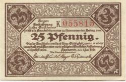 Hannover - Handelskammer - 1.7.1921 - 25 Pfennig