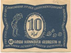 Hannover - KuF GmbH, Georgstr. 11 - - 31.12.1947 - 10 Pfennig
