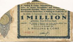 Hannover - Molling, A. & Co, Schneiderberg 39 - 20.8.1913 - 15.9.1923 - 1 Million Mark