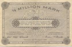 Hannover - Vereinigung niedersächsischer Handelskammern und Landwirtschaftskammer für die Provinz Hannover - 15.8.1923 - 1/2 Million Mark