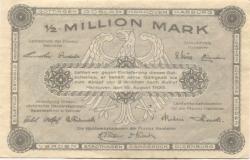 Hannover - Vereinigung niedersächsischer Handelskammern, Landwirtschaftskammer für die Provinz Hannover, Landesbank der Provinz und Girozentrale - 15.8.1923 - 1/2 Million Mark