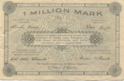 Hannover - Vereinigung niedersächsischer Handelskammern, Landwirtschaftskammer für die Provinz Hannover, Landesbank der Provinz und Girozentrale - 15.8.1923 - 1 Million Mark