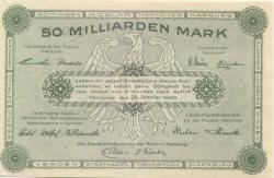 Hannover - Vereinigung niedersächsischer Handelskammern, Landwirtschaftskammer für die Provinz Hannover, Landesbank der Provinz und Girozentrale - 25.10.1923 - 50 Milliarden Mark