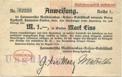 Hannover-Linden - Hannoversche Maschinenbau AG, vormals Georg Egestorff - 20.8.1914 - 1 Mark