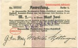 Hannover-Linden - Hannoversche Maschinenbau AG, vormals Georg Egestorff - 30.9.1916 - 2 Mark