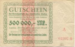 Hannover-Linden - Kreissparkasse des Landkreises Linden - 4.8.1923 - 13.8.1923 - 500000 Mark