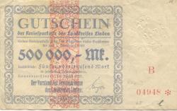 Hannover-Linden - Kreissparkasse des Landkreises Linden - 10.8.1923 - 1.9.1923 - 500000 Mark