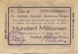 Hardenberg-Neviges (heute: Velbert) - Stadt - 20.8.1923 - 31.10.1923 - 100 Millionen Mark
