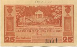 Harzgerode - Stadt - 7.7.1921 - 25 Pfennig 