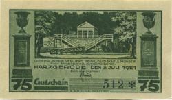 Harzgerode - Stadt - 7.7.1921 - 75 Pfennig