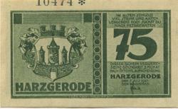 Harzgerode - Stadt - 7.7.1921 - 75 Pfennig 