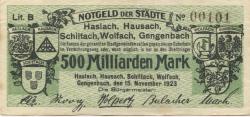Hausach - Stadt - 15.11.1923 - 500 Milliarden Mark 