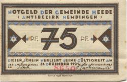 Heede - Gemeinde - - 31.12.1921 - 75 Pfennig 