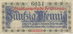 Heilbronn - Stadt - 1.12.1917 - 31.12.1919 - 50 Pfennig