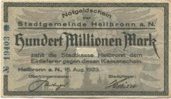 Heilbronn - Stadt - 15.8.1923 - 100 Millionen Mark