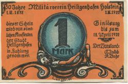 Heiligenhafen - Militärverein - 1.3.1922 - 18.4.1922 - 1 Mark