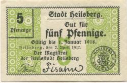 Heilsberg (heute: PL-Lidzbark Warminski) - Stadt - 2.4.1917 - 1.1.1918 - 5 Pfennig