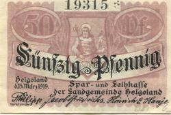 Helgoland - Spar- und Leihkasse - 15.3.1919 - 50 Pfennig