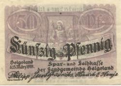 Helgoland - Spar- und Leihkasse - 15.3.1919 - 50 Pfennig