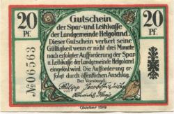 Helgoland - Spar- und Leihkasse - Oktober 1919 - 20 Pfennig