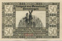 Hemdingen - Gemeinde - - 31.12.1922 - 25 Pfennig