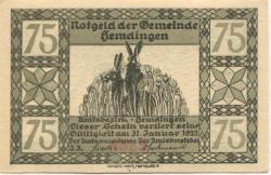 Hemdingen - Gemeinde - - 31.12.1922 - 75 Pfennig