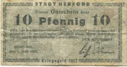 Herford - Stadt - 1.6.1917 - 10 Pfennig