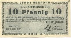 Herford - Stadt - 1.6.1917 - 10 Pfennig