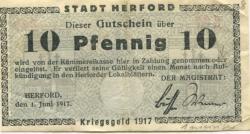 Herford - Stadt - 1.6.1917 - 10 Pfennig