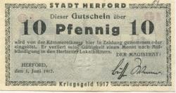 Herford - Stadt - 1.6.1917 - 10 Pfennig