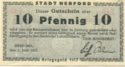 Herford - Stadt - 1.6.1917 - 10 Pfennig