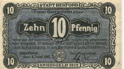 Herford - Stadt - 1.6.1917 - 10 Pfennig
