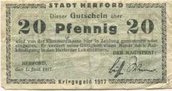 Herford - Stadt - 1.6.1917 - 20 Pfennig