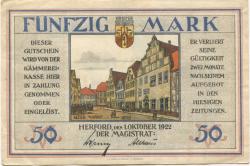Herford - Stadt - 1.10.1922 - 50 Mark