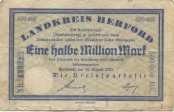 Herford - Kreissparkasse - 10.8.1923 - 1/2 Million Mark