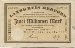 Herford - Kreissparkasse - 10.8.1923 - 2 Millionen Mark