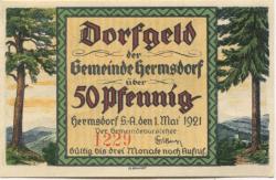 Hermsdorf - Gemeinde - 1.5.1921 - 50 Pfennig