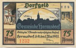 Hermsdorf - Gemeinde - 1.5.1921 - 75 Pfennig