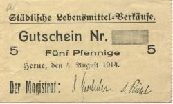 Herne - Stadt - 4.8.1914 - 5 Pfennig