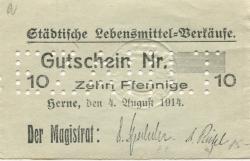 Herne - Stadt - 4.8.1914 - 10 Pfennig