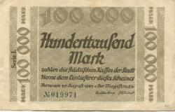 Herne - Stadt - 25.8.1923 - 100000 Mark