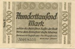 Herne - Stadt - 25.8.1923 - 100000 Mark