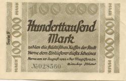 Herne - Stadt - 25.8.1923 - 100000 Mark